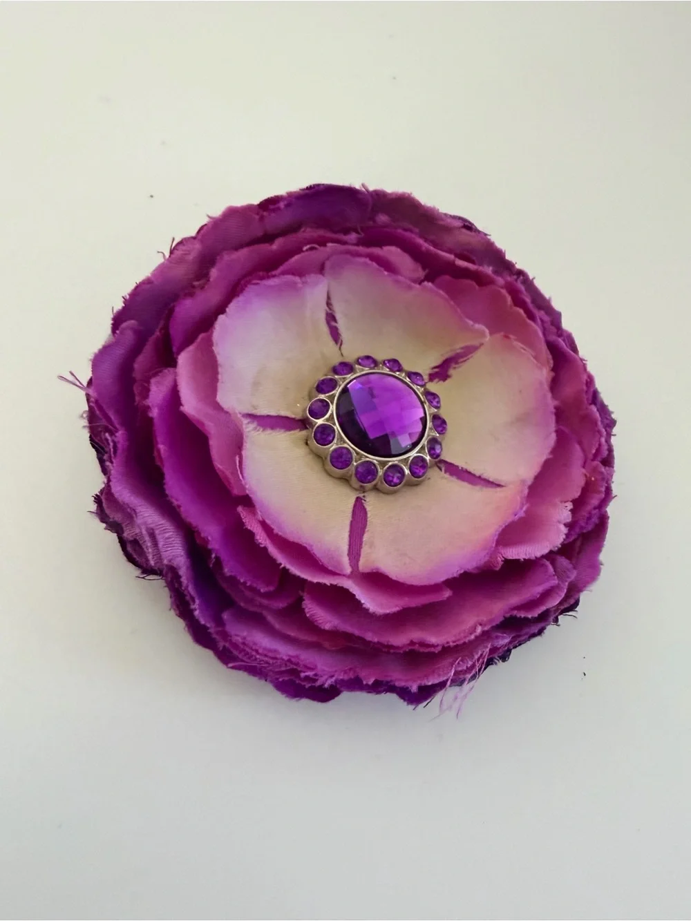 Purple Flower Hair Clip Rhinestone Center Large Floral Hair Accessory Boutique